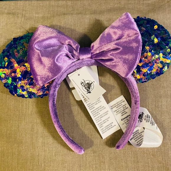 Disney Parks Minnie Sequin Purple Velour Bow Ears NWT - Picture 3 of 4